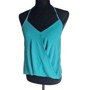 Naked Zebra Cross Over Front Adjustable Halter Cami Green Size Small